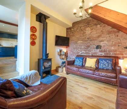 2 Eden Grove Cottages - Living Room with Log Fire