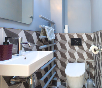 Separate WC with basin.